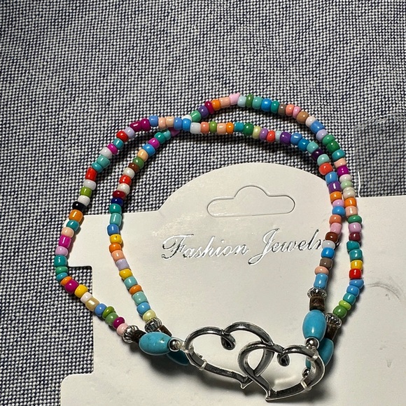 Silver Heart Charm Beaded Bracelet - Picture 2 of 5